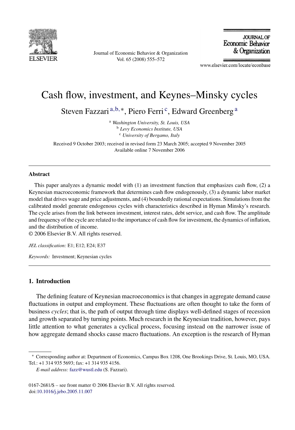 Cash Flow, Investment, and Keynes–Minsky Cycles
