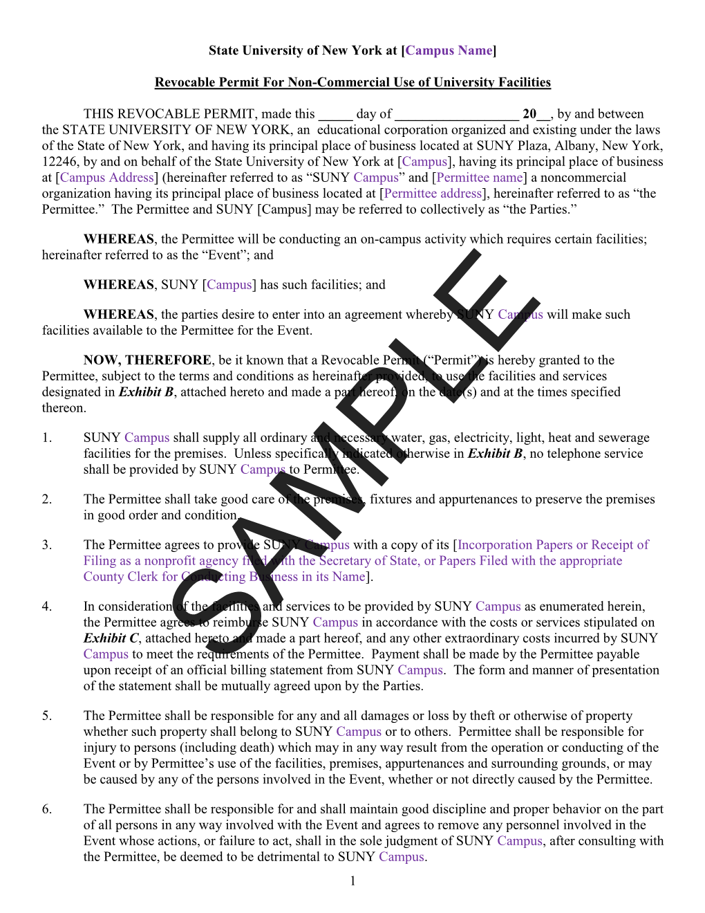 Revocable Permit (Sample)