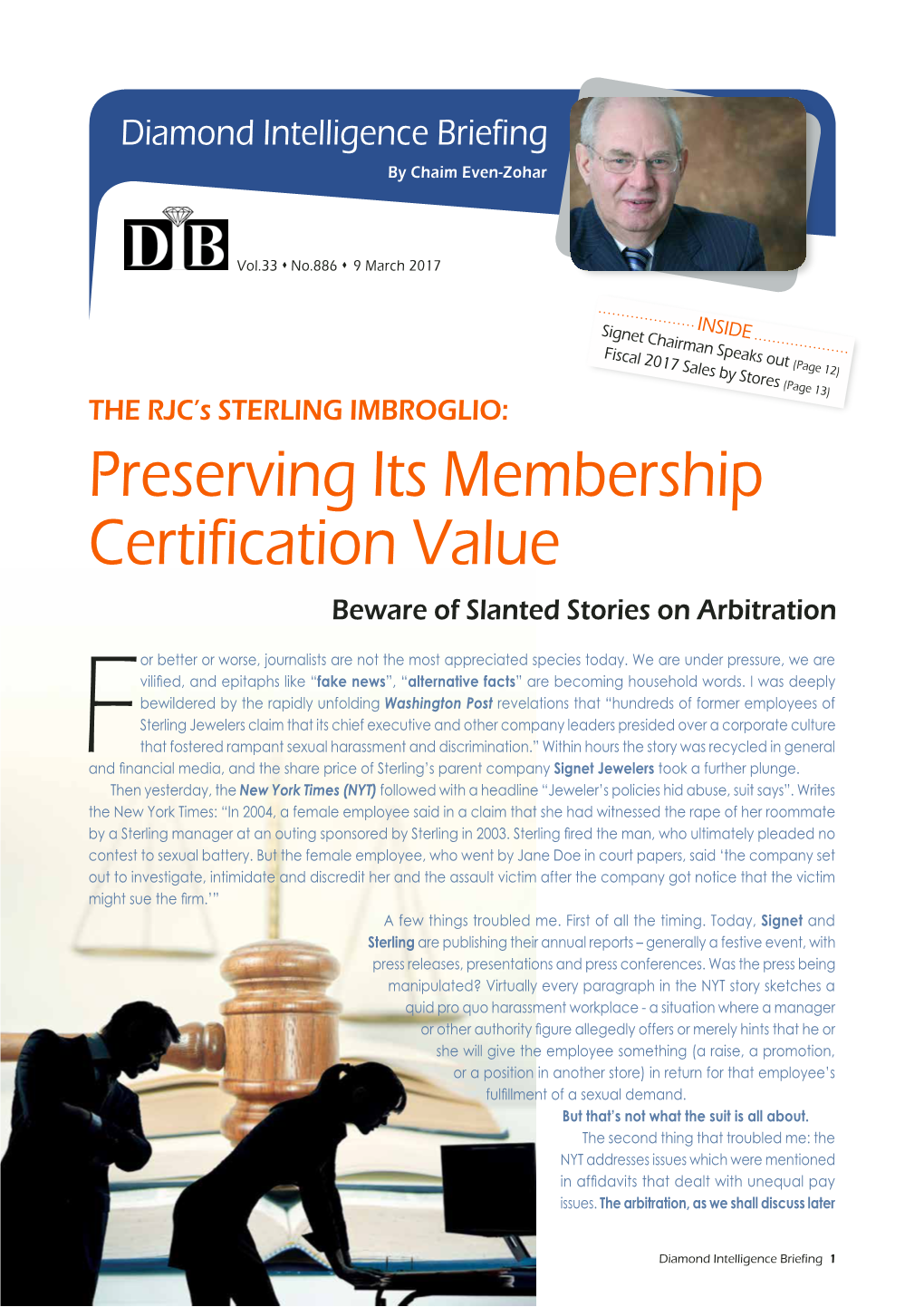 Preserving Its Membership Certification Value Beware of Slanted Stories on Arbitration