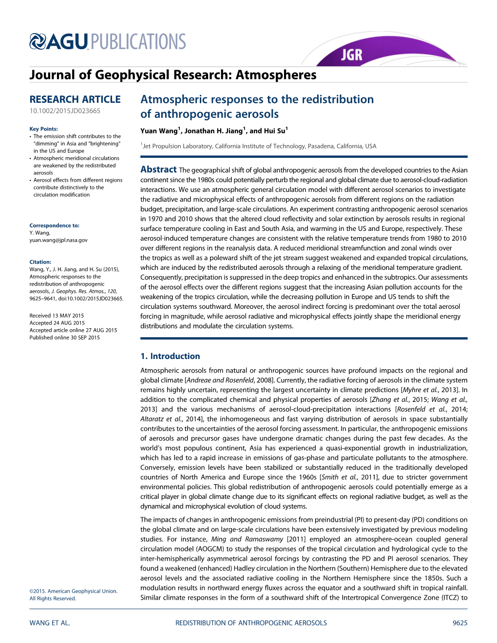 Atmospheric Responses to the Redistribution of Anthropogenic