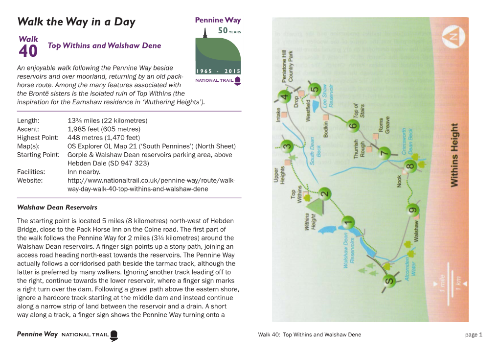 Walk the Way in a Day Walk 40 Top Withins and Walshaw Dene