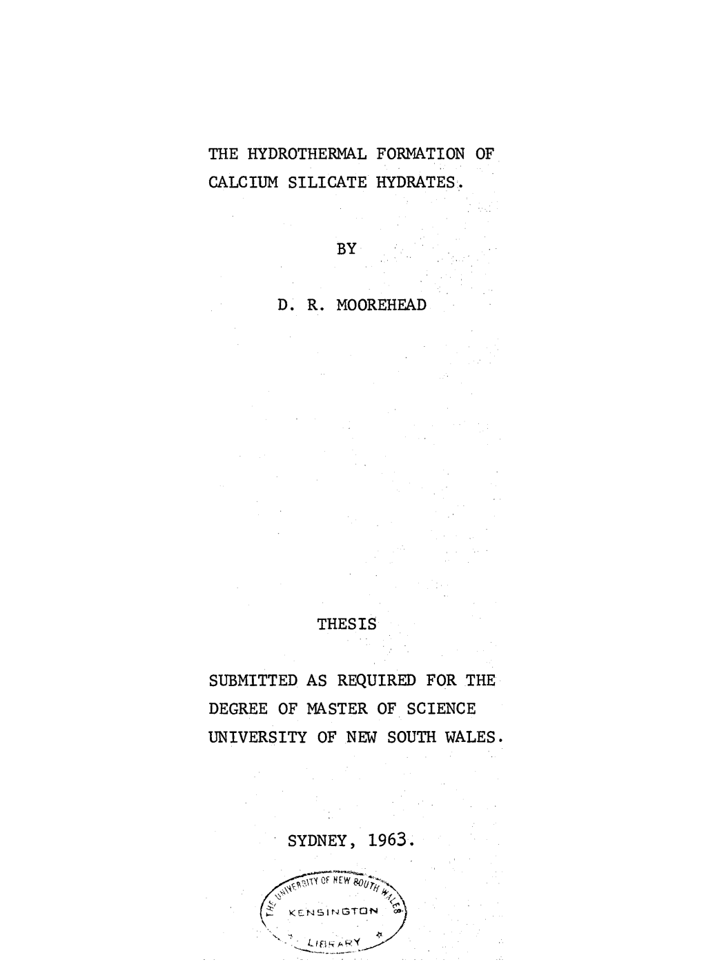 The Hydrothermal Formation of Calcium Silicate Hydrates