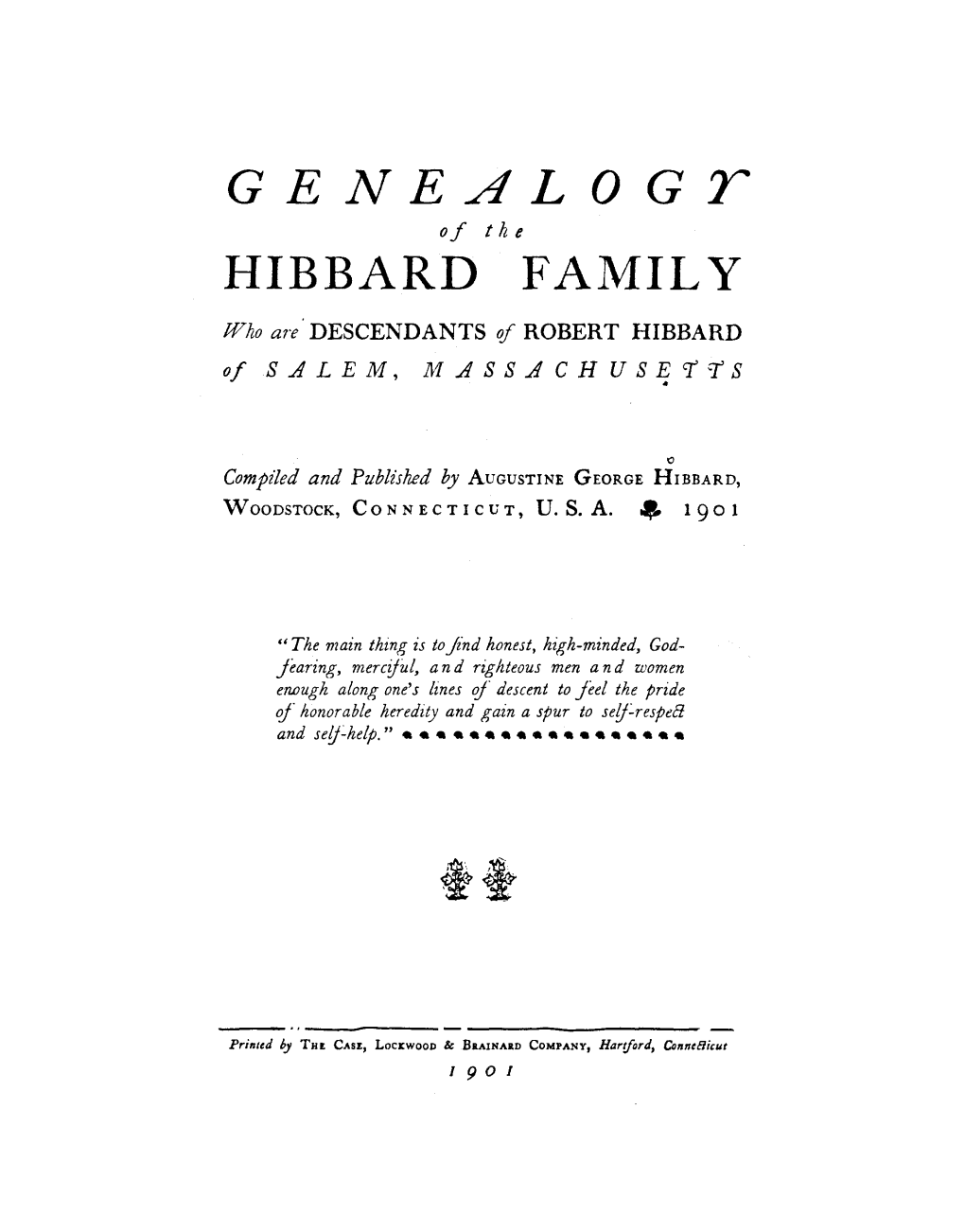 Genealogr of the HIBBARD FAMILY