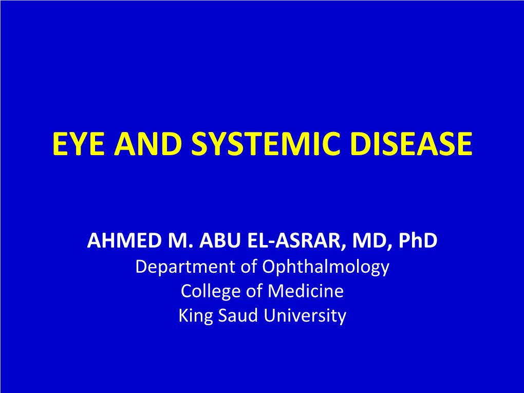 Eye and Systemic Disease