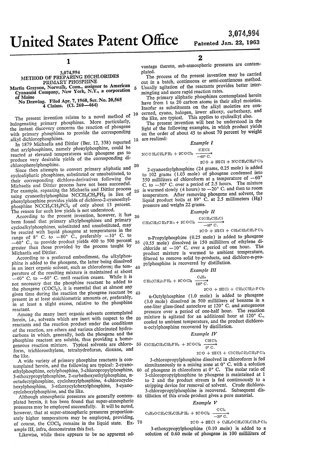 United States Patent Office Patented Jan