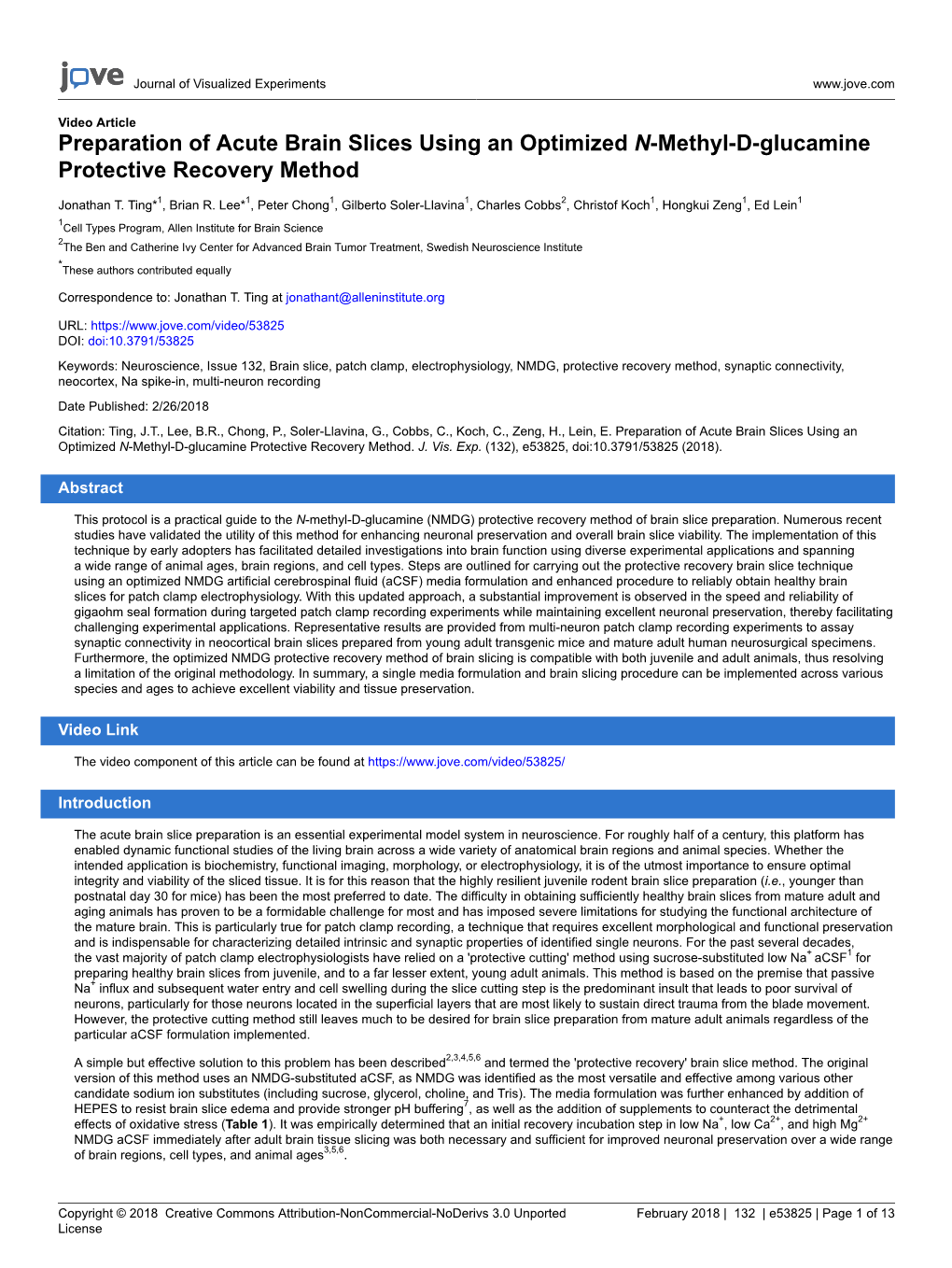 Preparation of Acute Brain Slices Using an Optimized N-Methyl-D-Glucamine Protective Recovery Method