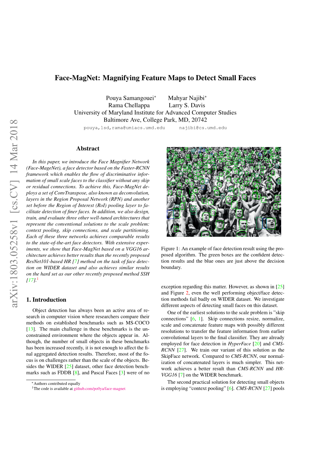 Magnifying Feature Maps to Detect Small Faces