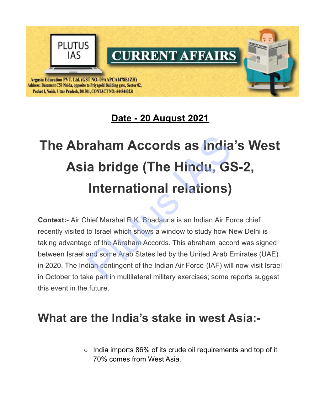 The Abraham Accords As India's West Asia Bridge