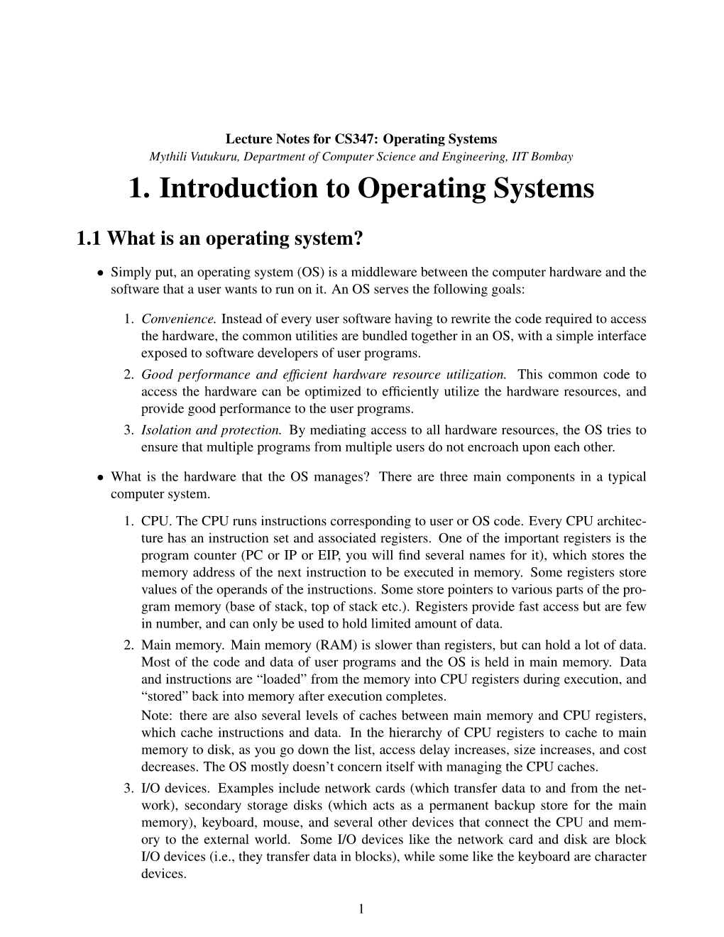 1. Introduction to Operating Systems