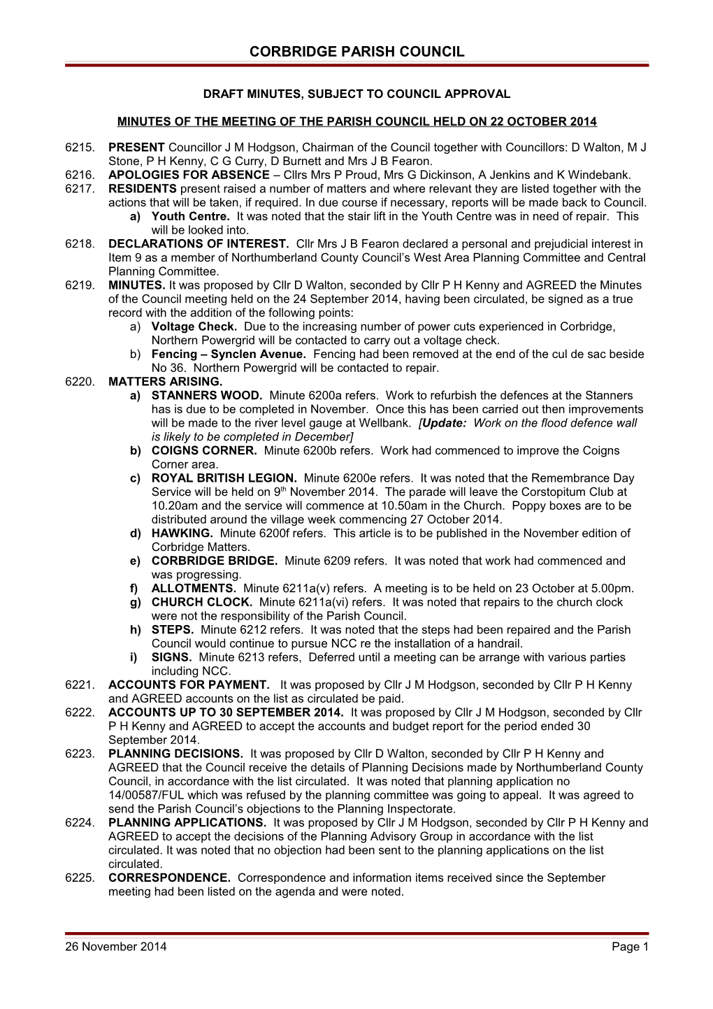 Corbridge Parish Council