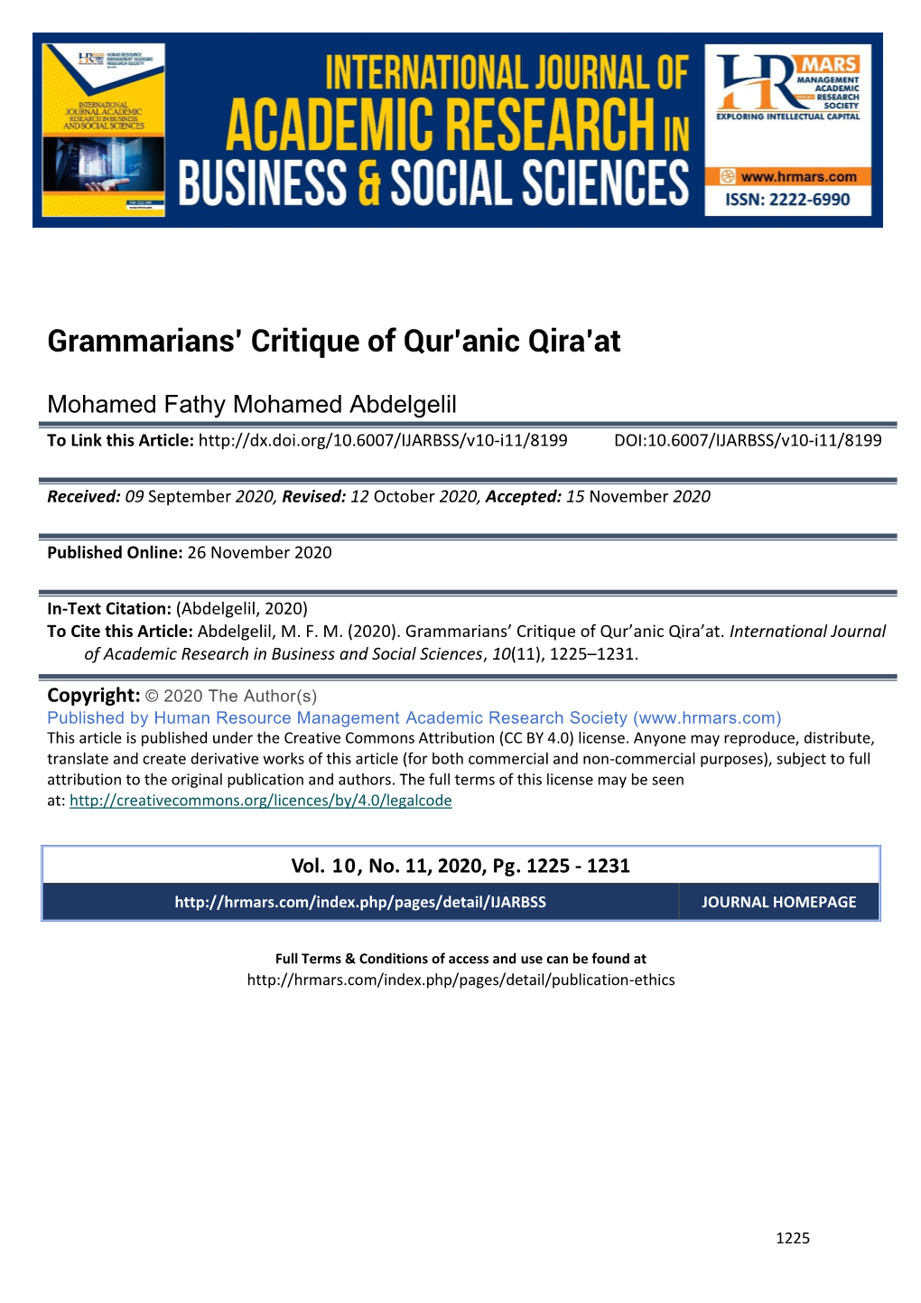 Grammarians' Critique of Qur'anic Qira'at
