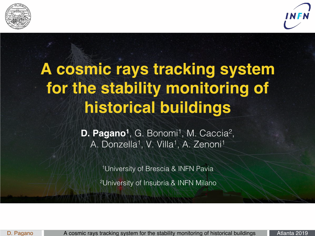 A Cosmic Rays Tracking System for the Stability Monitoring of Historical Buildings