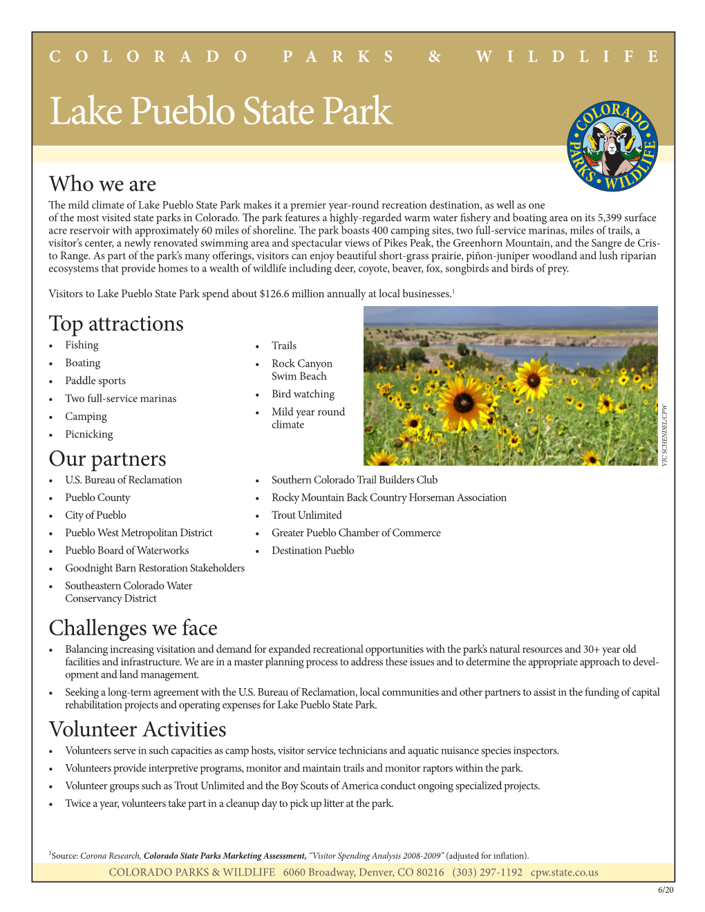 Lake Pueblo State Park Fact Sheet