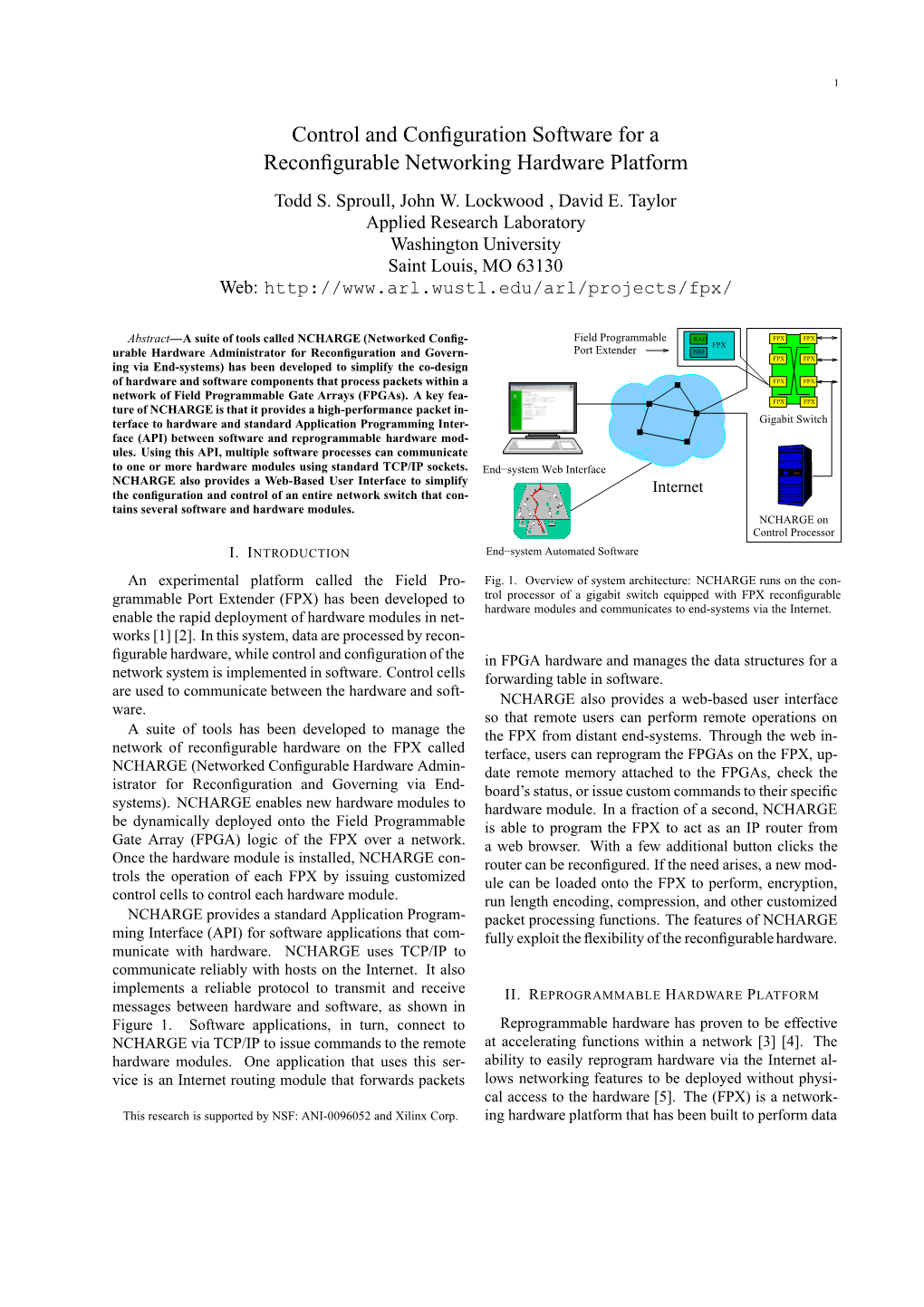 Control and Configuration Software for a Reconfigurable Networking Hardware Platform