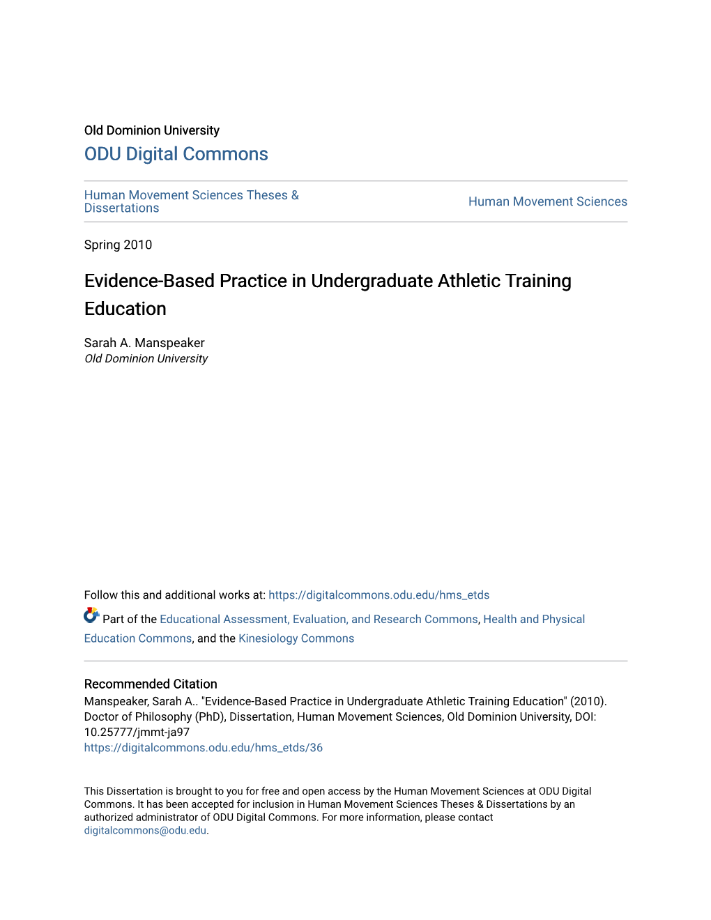 Evidence-Based Practice in Undergraduate Athletic Training Education