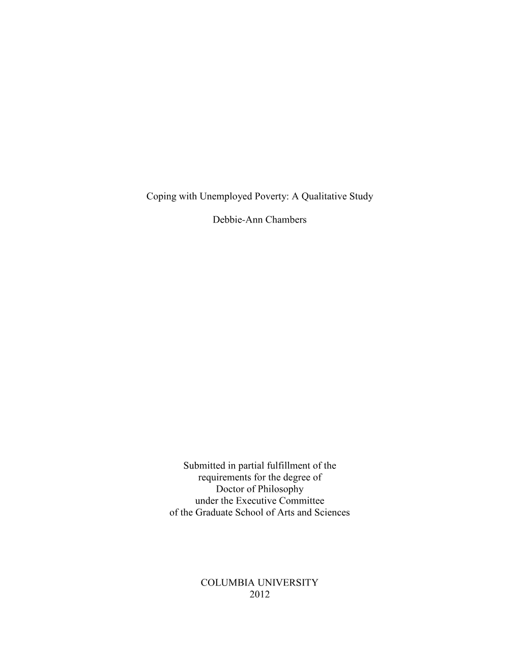 Coping with Unemployed Poverty: a Qualitative Study