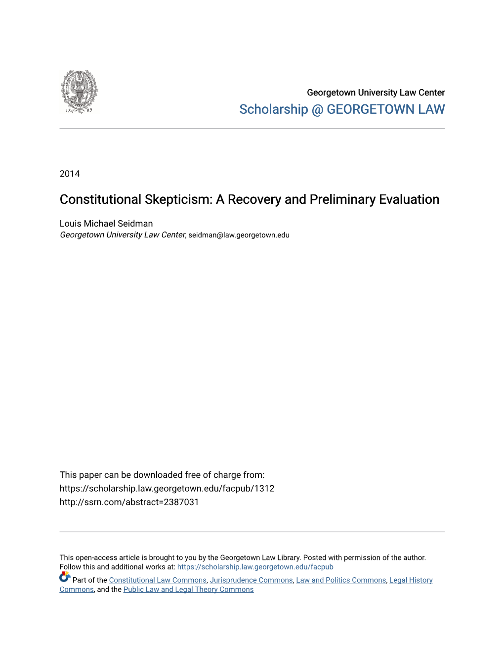 Constitutional Skepticism: a Recovery and Preliminary Evaluation