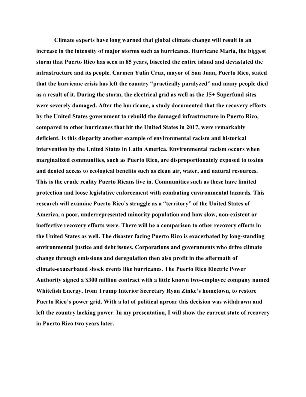 Climate Injustice in Puerto Rico After Hurricane Maria