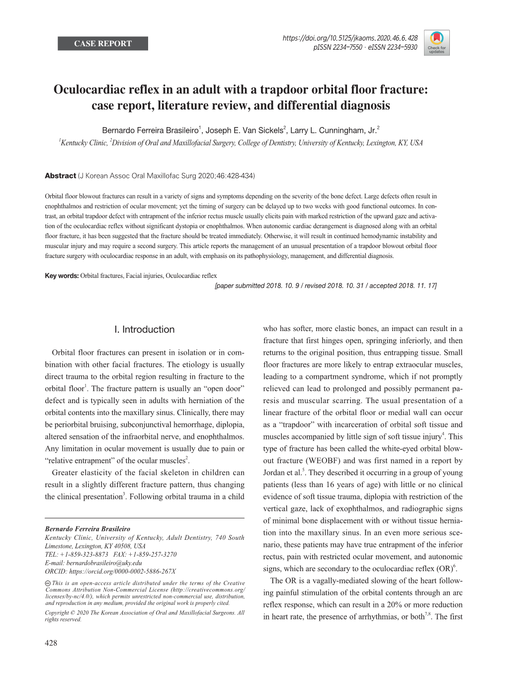 Oculocardiac Reflex in an Adult with a Trapdoor Orbital Floor Fracture: Case Report, Literature Review, and Differential Diagnosis