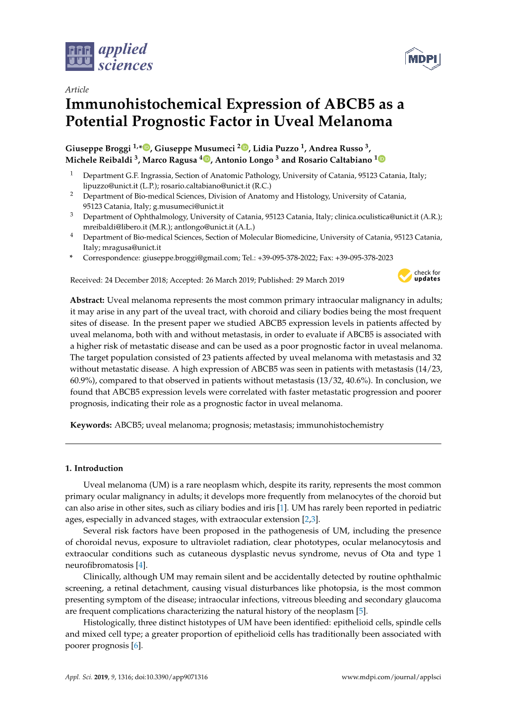 Immunohistochemical Expression of ABCB5 As a Potential Prognostic Factor in Uveal Melanoma