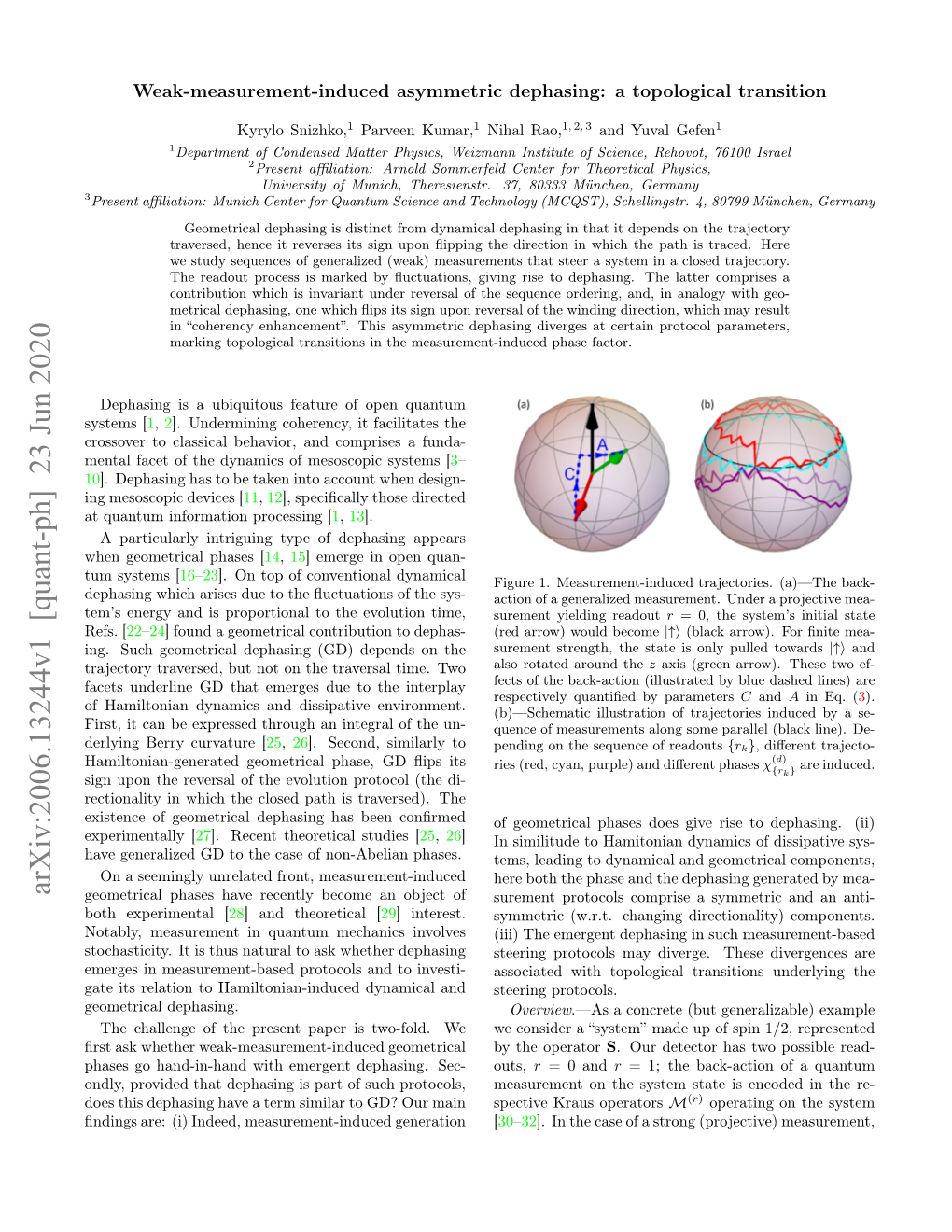 Weak-Measurement-Induced Asymmetric Dephasing: a Topological Transition