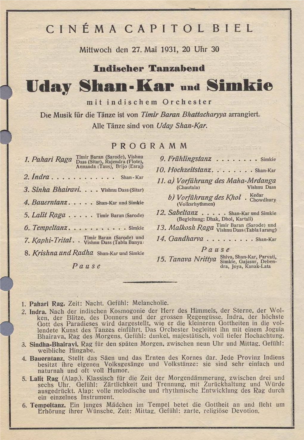 Uday Shan-Kar Und Simkie Mit Indischem Orchester Die Musik Für Die Tänze Ist Von Titnir Baran Bhattacharyya Arrangiert