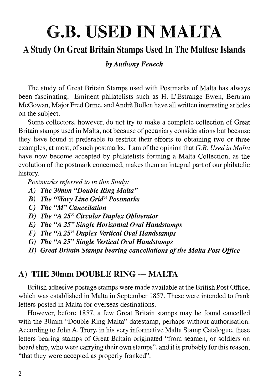 GB Used in Malta" Lists Ten Different Types of Registered Envelopes on Sale in Great Britain Being Used in Malta (GBR1-GBR10)