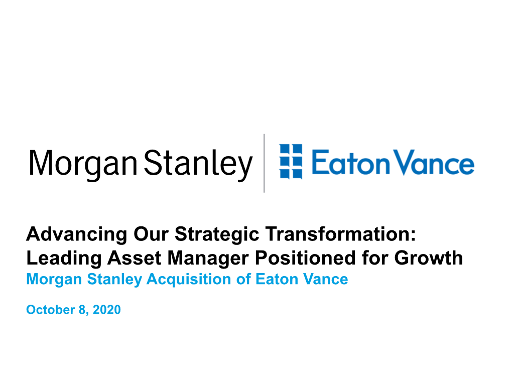Morgan Stanley to Acquire Eaton Vance