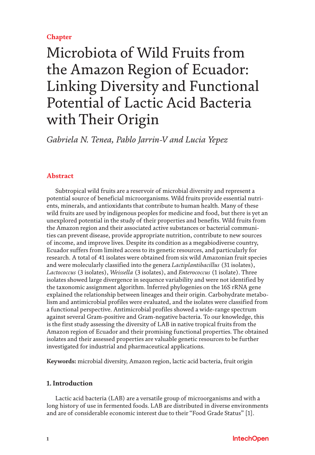 Linking Diversity and Functional Potential of Lactic Acid Bacteria with Their Origin Gabriela N