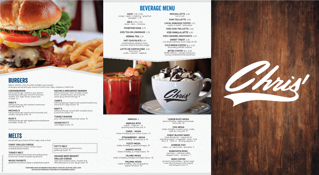 Burgers MELTS Beverage Menu