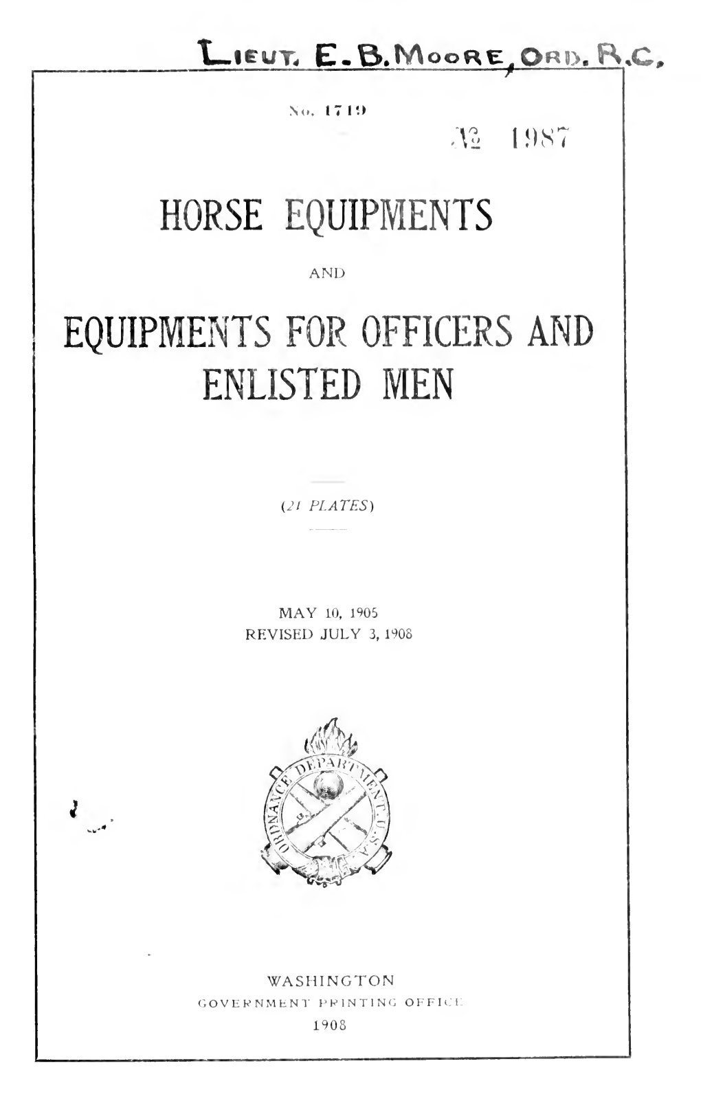 Horse Equipments and Equipments for Officers and Enlisted Men