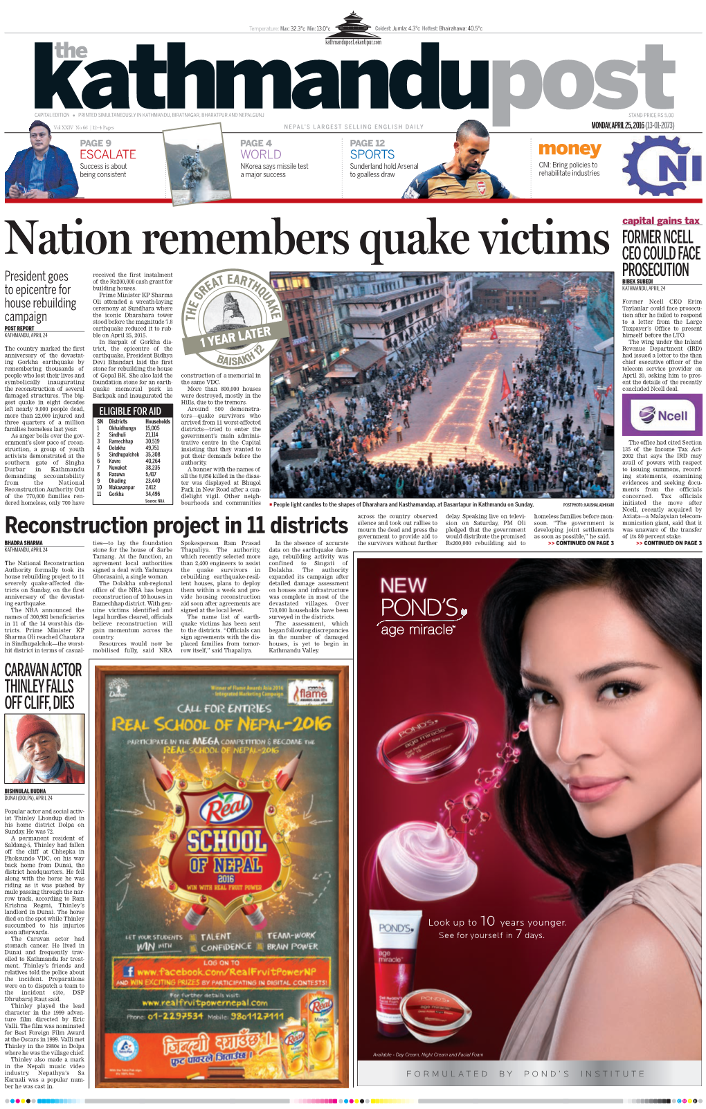 Nation Remembers Quake Victims CEO COULD FACE