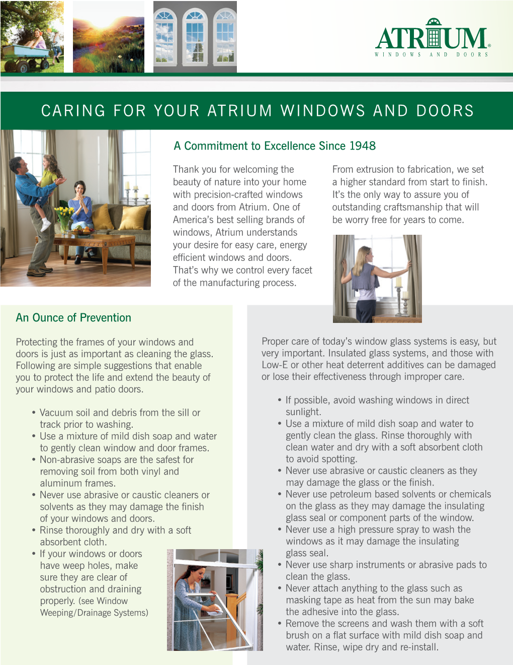 Caring for Your Atrium Windows and Doors