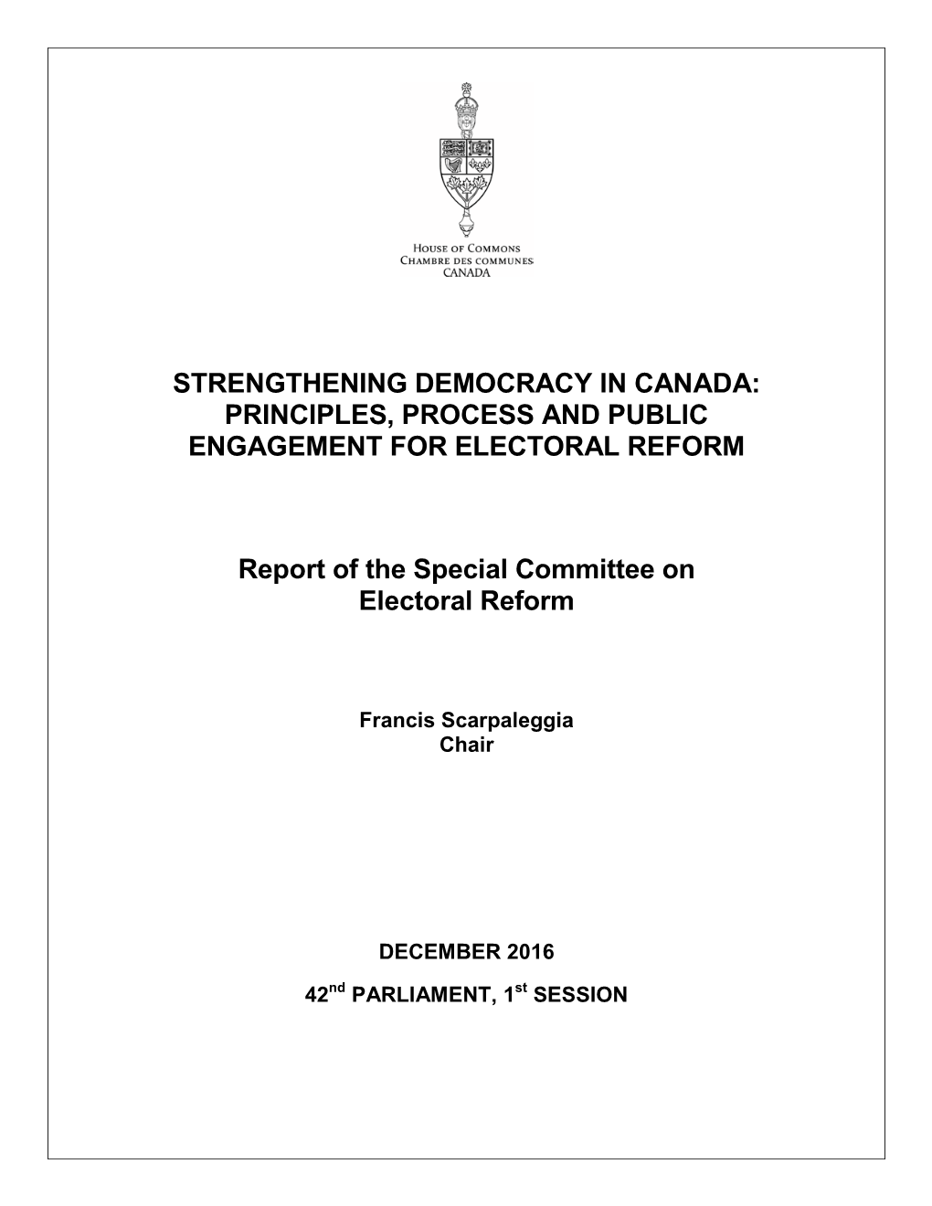 Principles, Process and Public Engagement for Electoral Reform