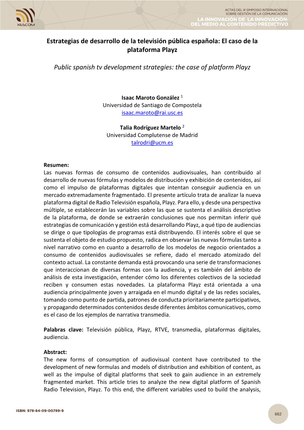 Estrategias De Desarrollo De La Televisión Pública Española: El Caso De La Plataforma Playz Public Spanish Tv Development