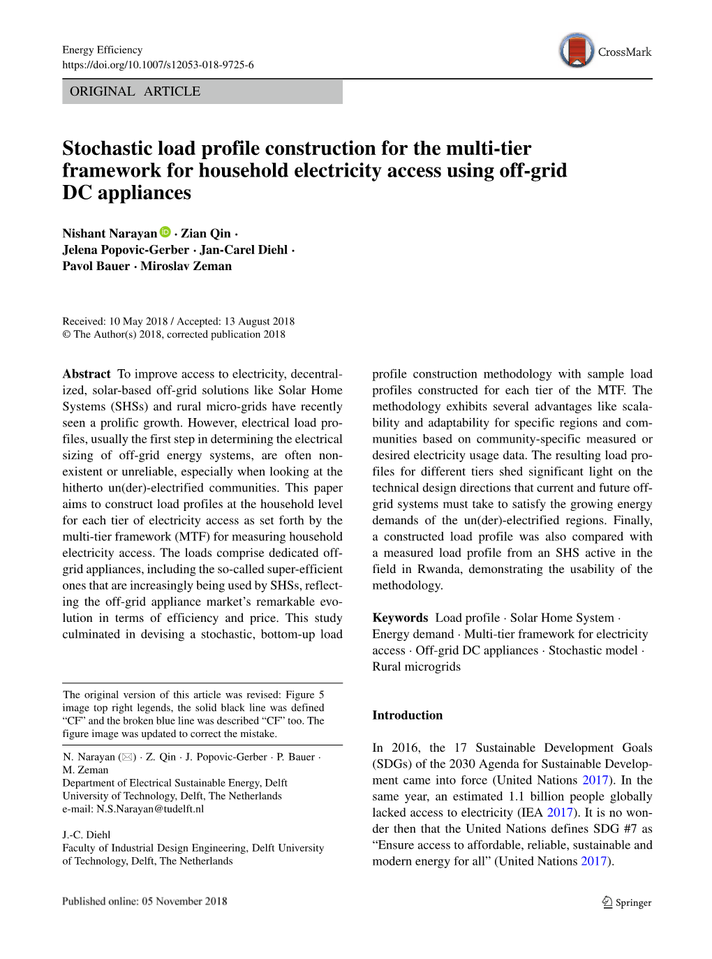 Stochastic Load Profile Construction for the Multi-Tier Framework for Household Electricity Access Using Off-Grid DC Appliances
