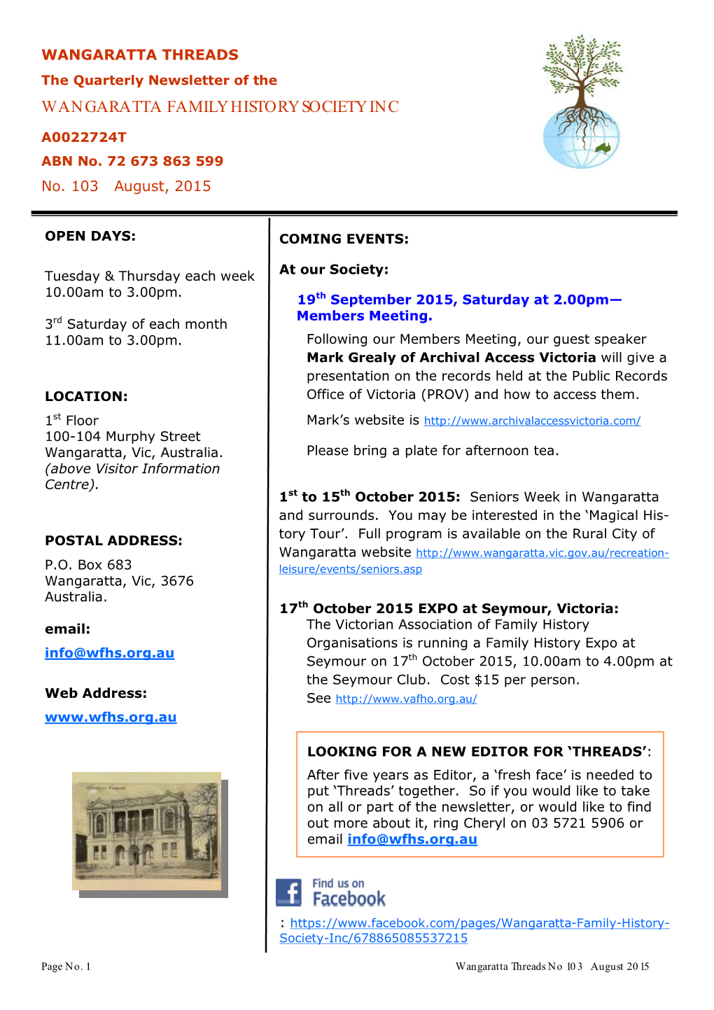 Wangaratta Family History Society Inc