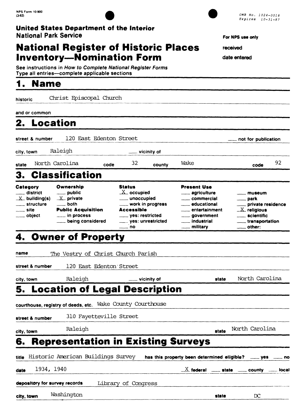 National Register of Historic Places Inventory Nomination Form 1