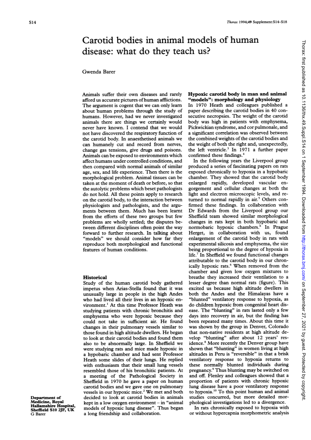 Carotid Bodies in Animal Models of Human Disease: What Do They Teach Us? S15