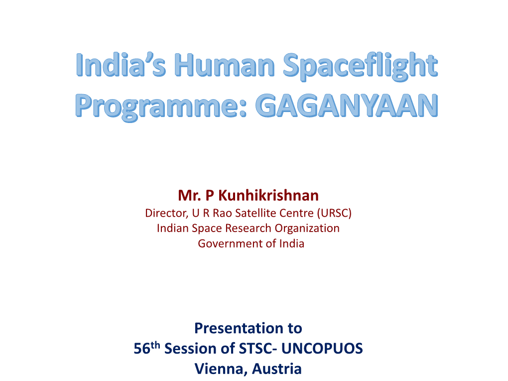 Mr. P Kunhikrishnan Presentation to 56Th Session of STSC