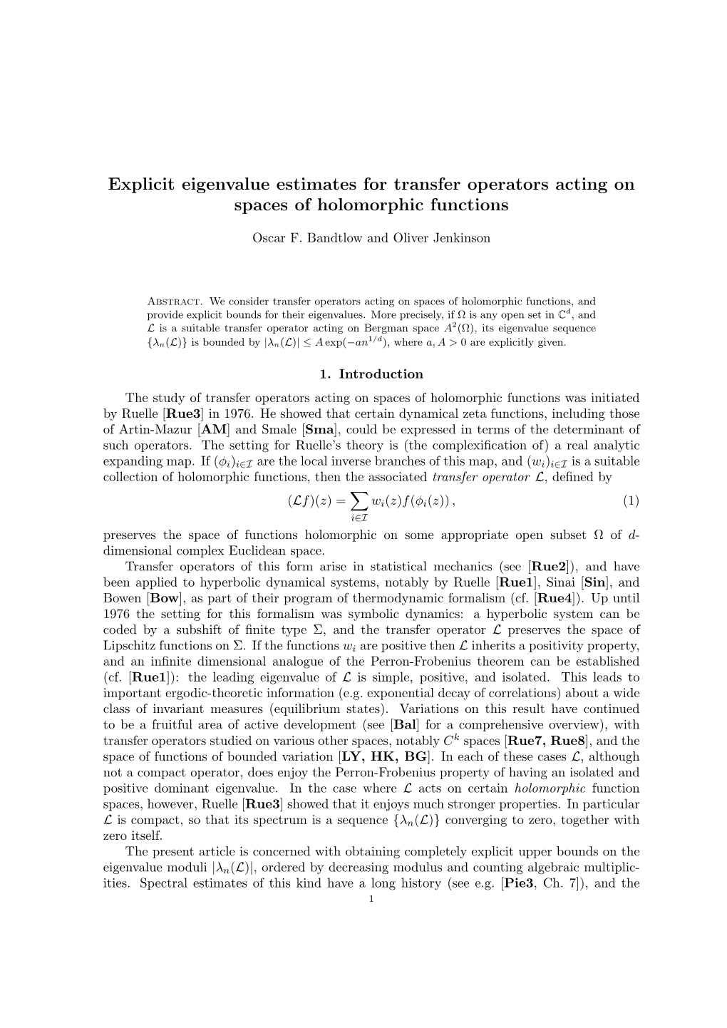 Explicit Eigenvalue Estimates for Transfer Operators Acting on Spaces of Holomorphic Functions