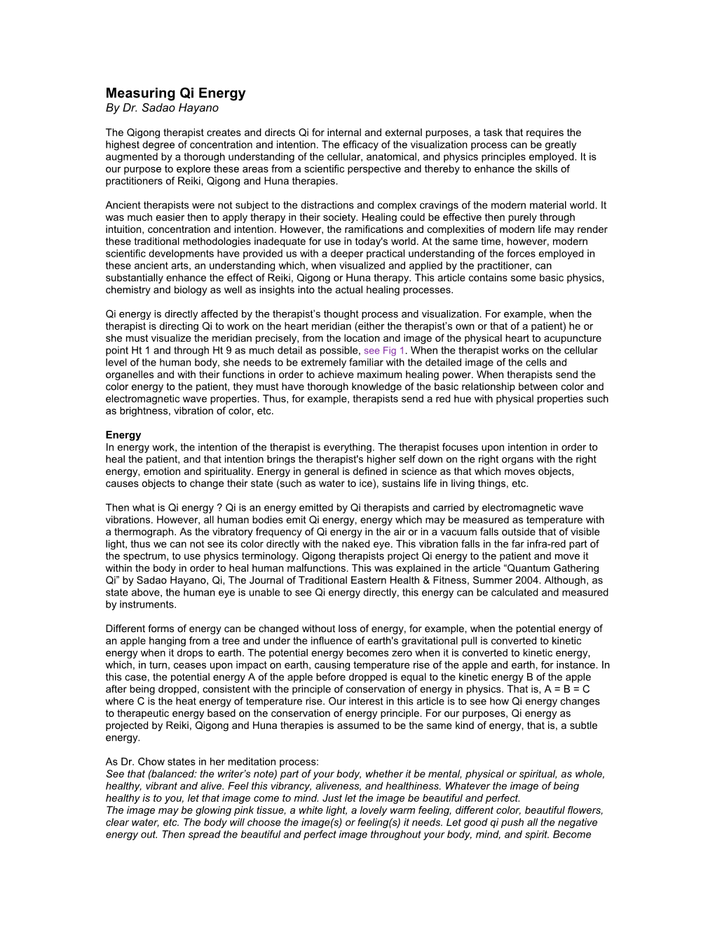 Measuring Qi Energy by Dr