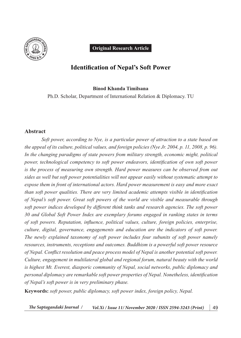 Identification of Nepal's Soft Power