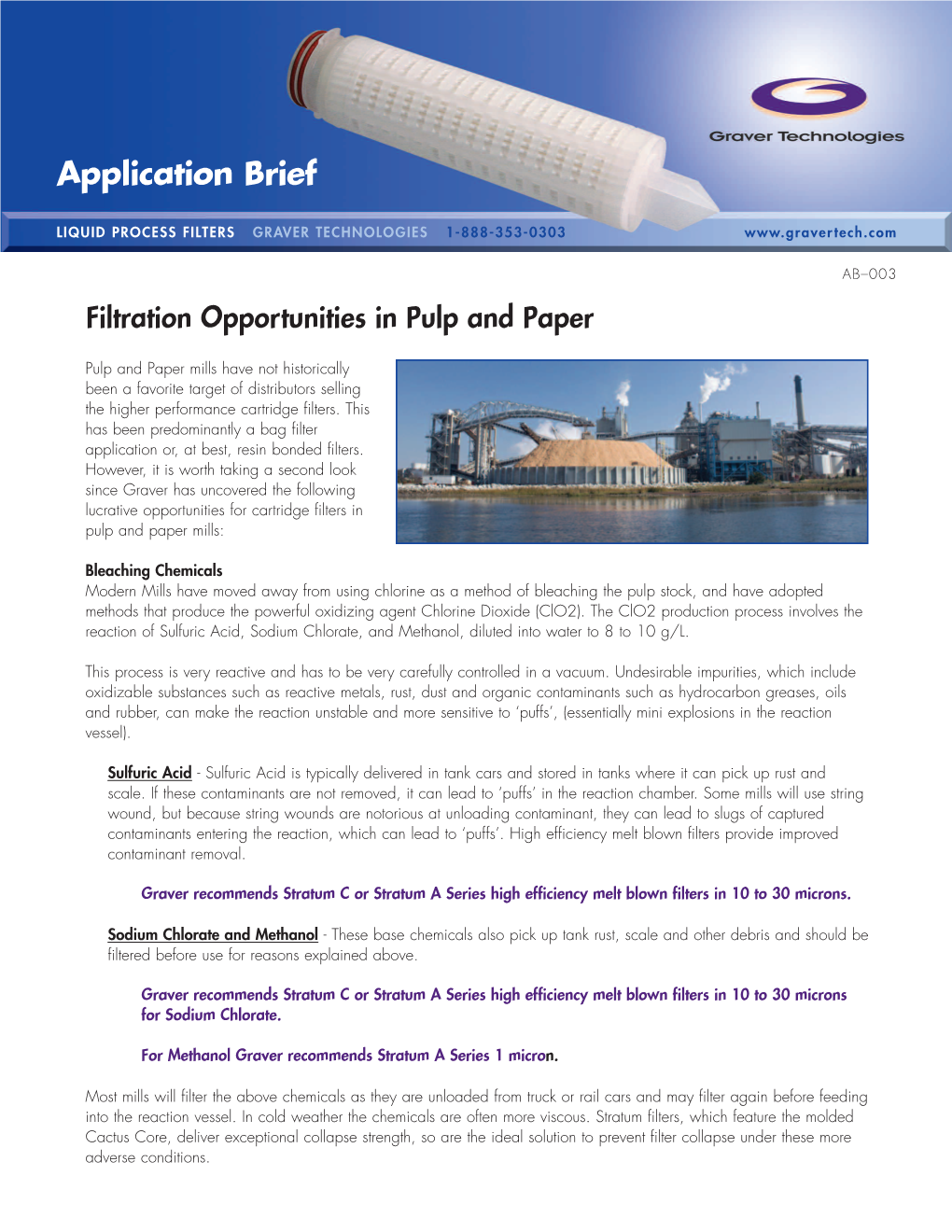 Filtration Opportunities in Pulp and Paper