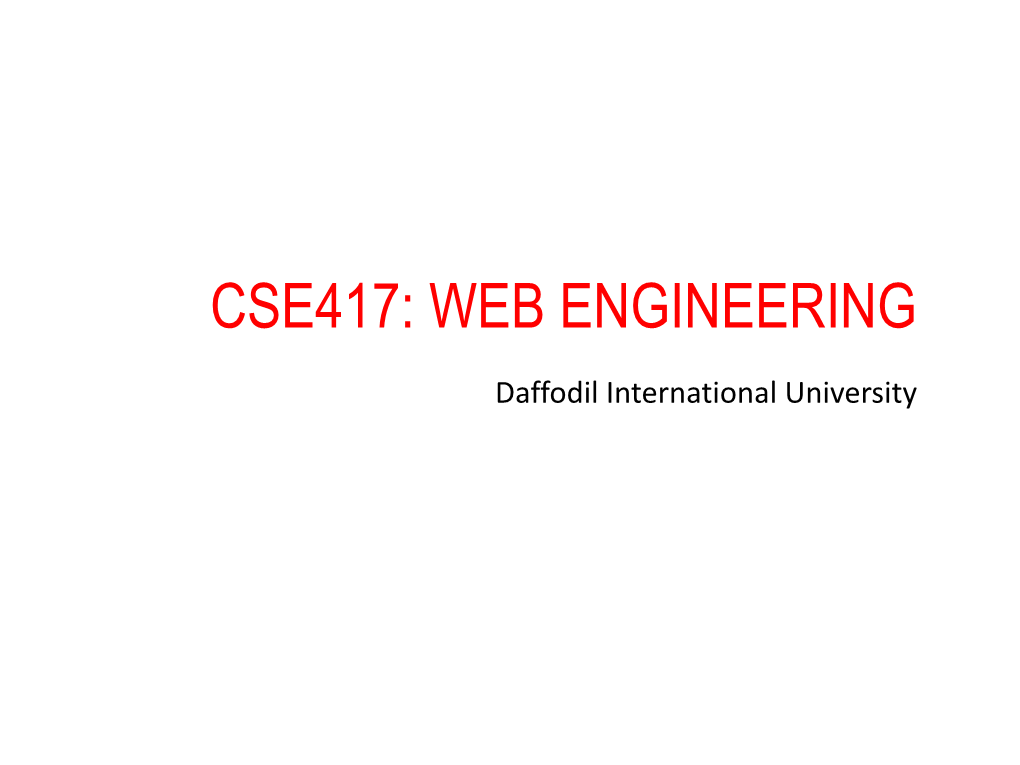 Cse417: Web Engineering