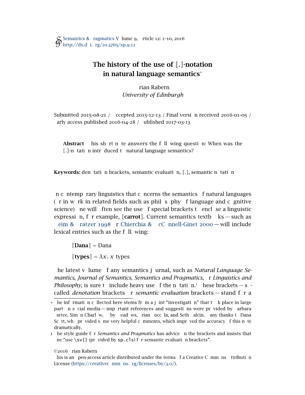 The History of the Use of [[.]]-Notation in Natural Language Semantics