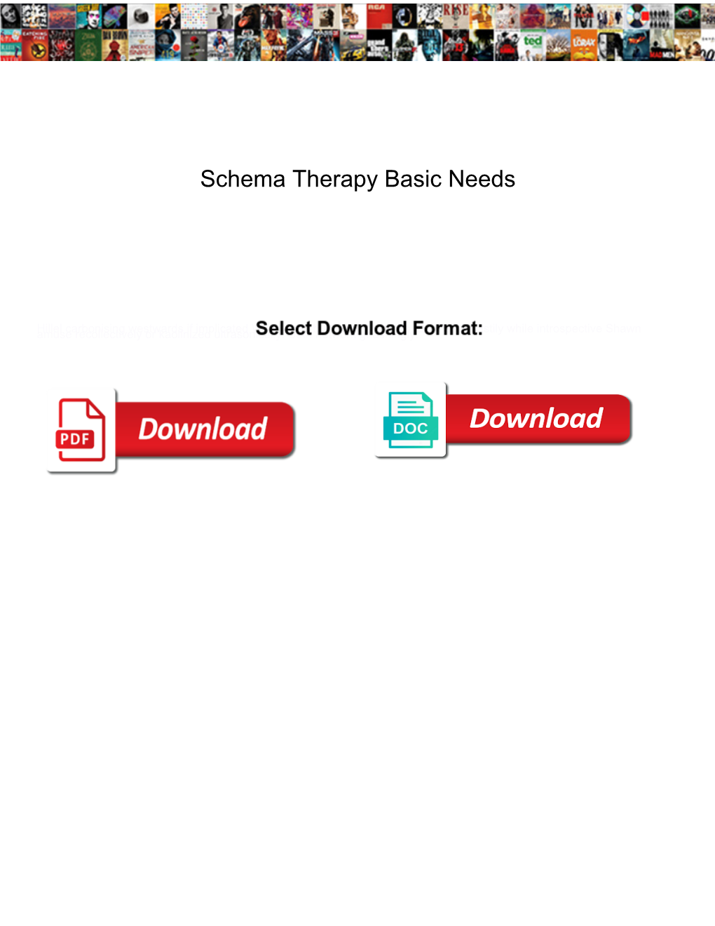 Schema Therapy Basic Needs