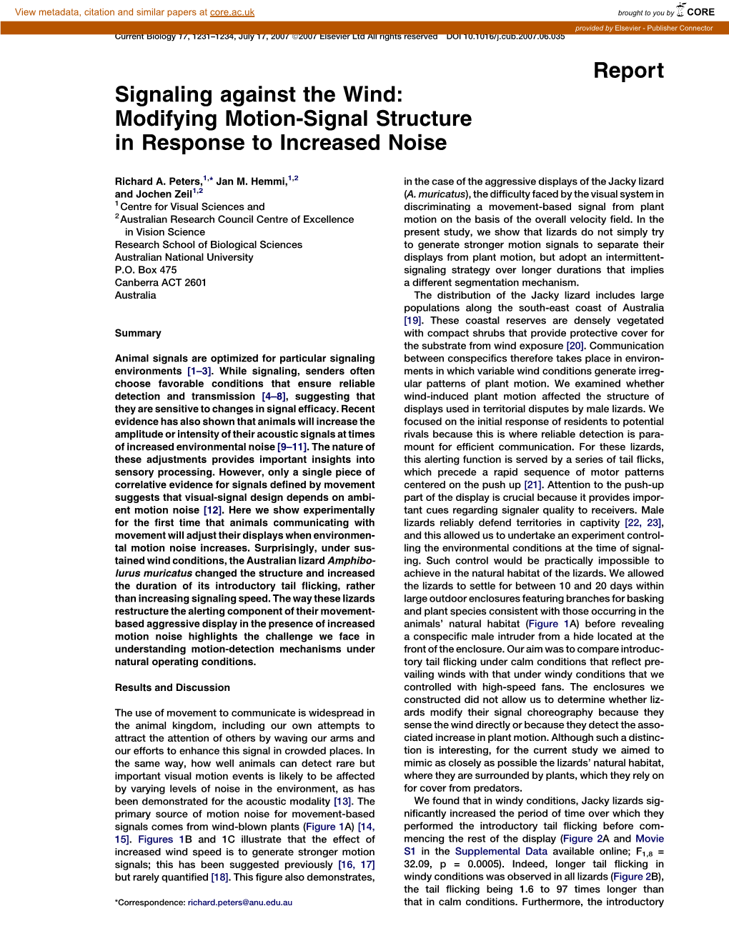 Modifying Motion-Signal Structure in Response to Increased Noise