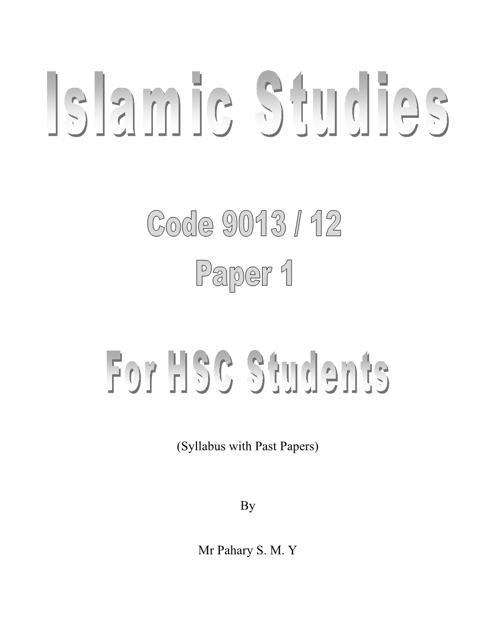 Islamic Studies HSC Paper 1-Syllabus-9013.12