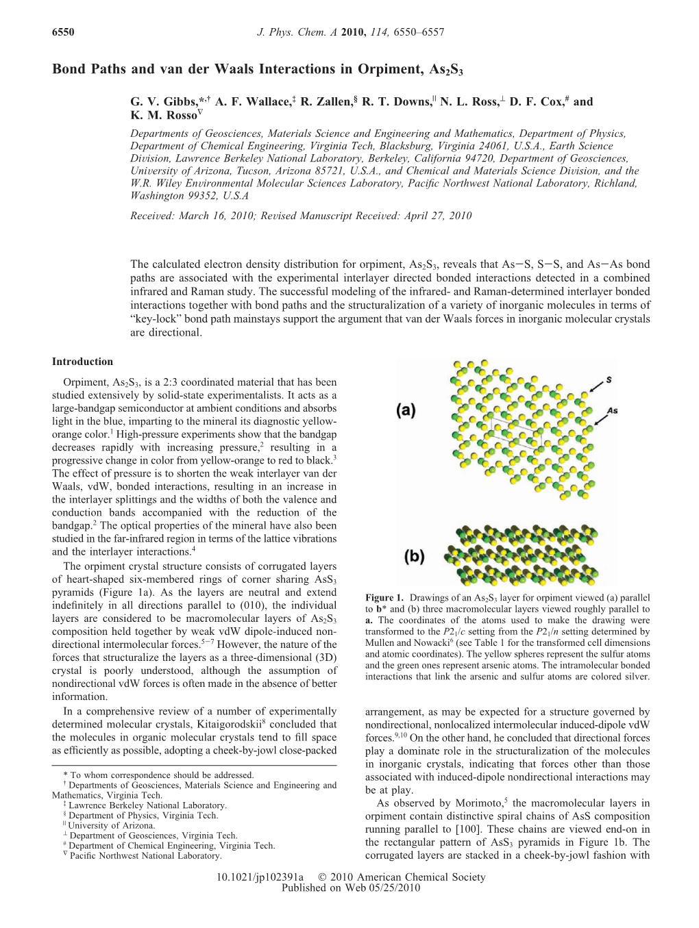 Bond Paths and Van Der Waals Interactions in Orpiment, As2s3